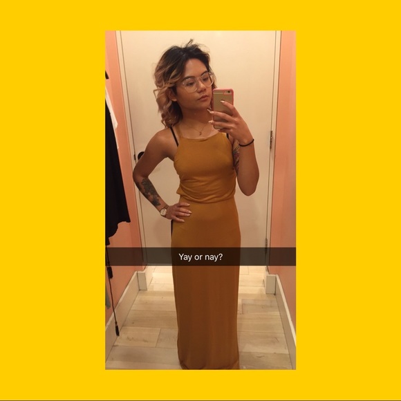 Mustard Yellow F21 strappy back dress - Picture 1 of 3